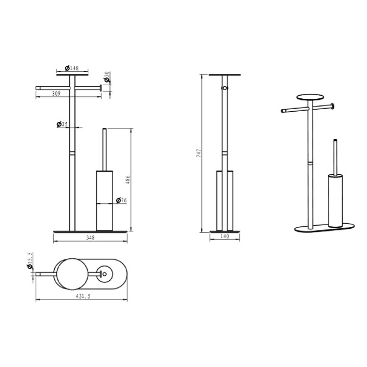 Boheme 10953-GM ёршик-стойка для унитаза