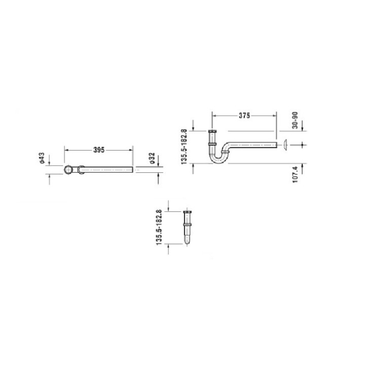 Duravit 0050260000 сифон для раковины сталь