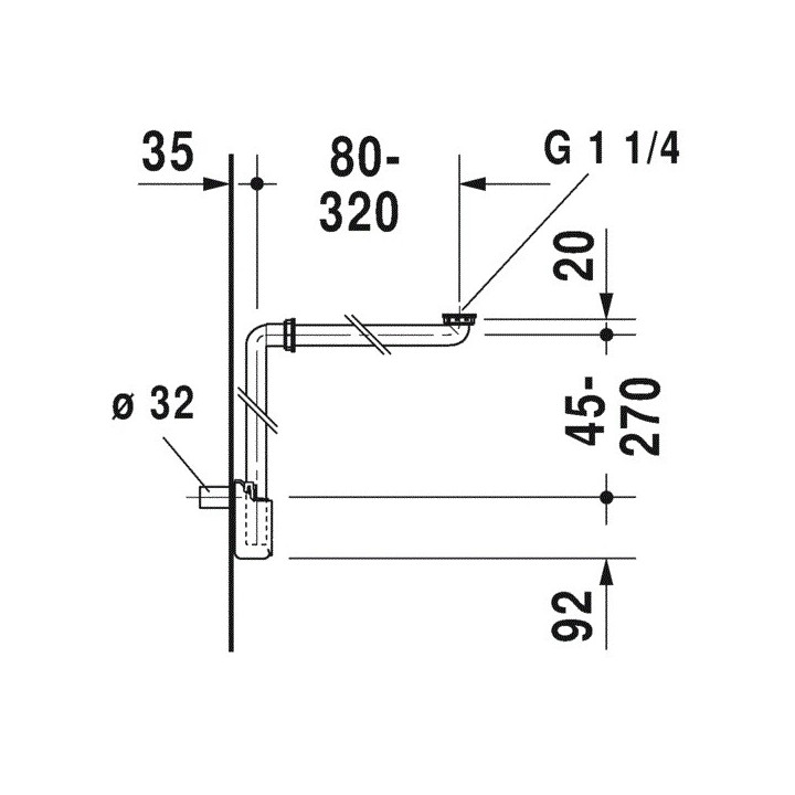Duravit 0050760000 сифон для раковины белый