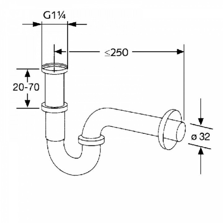 Kludi 1025005-00 сифон для раковины, нерж. сталь