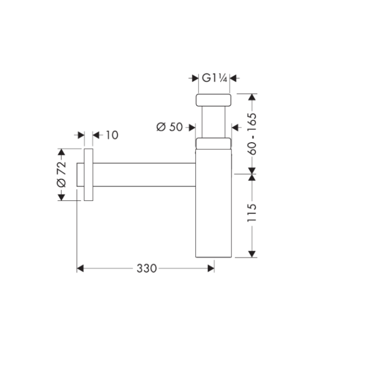 Hansgrohe 52105000 сифон для раковины, сталь