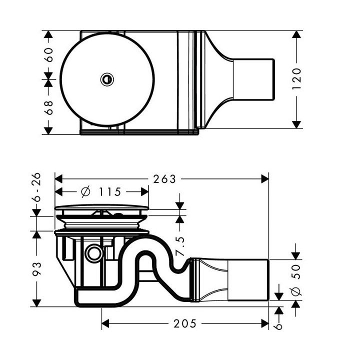 Hansgrohe 60067000 сифон для душевого поддона