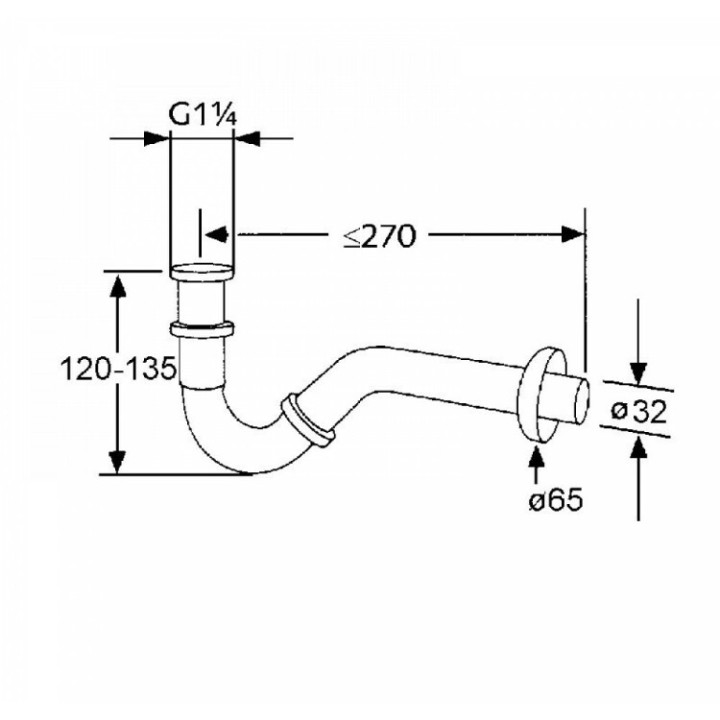 Kludi 1031105-00 сифон для раковины, сталь