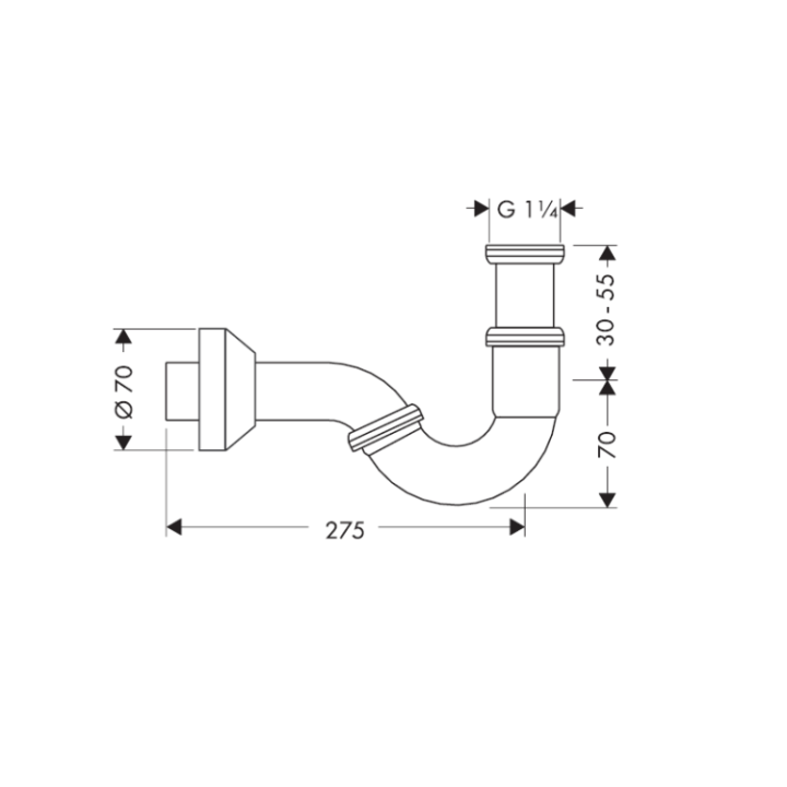 Hansgrohe 55237000 сифон для биде, нерж. сталь