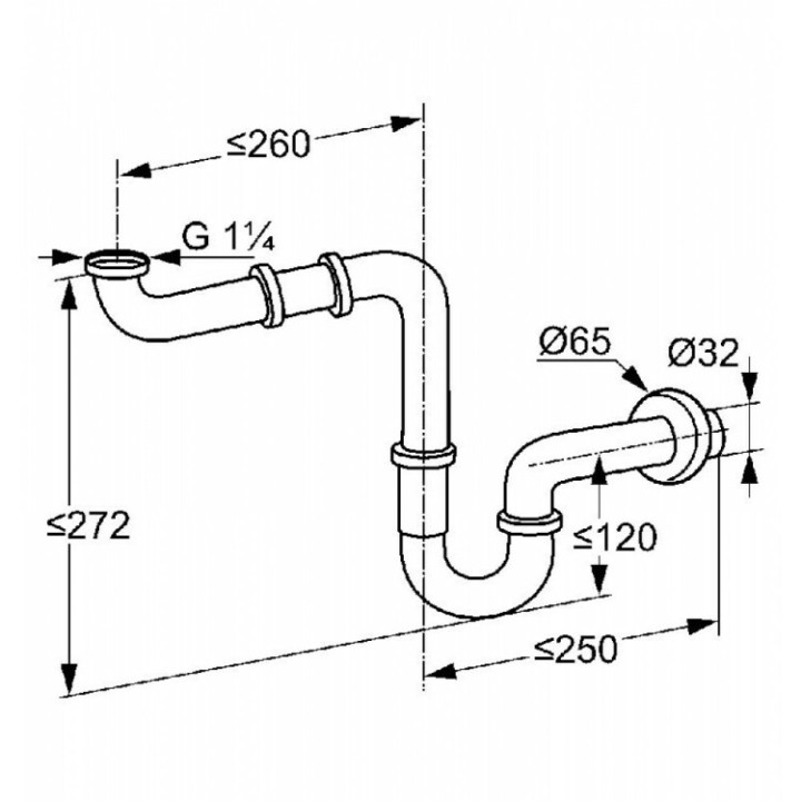 Kludi 1025505-00 сифон для раковины сталь