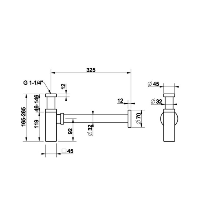 Сифон Gessi 01410#299 Matt Black для раковины