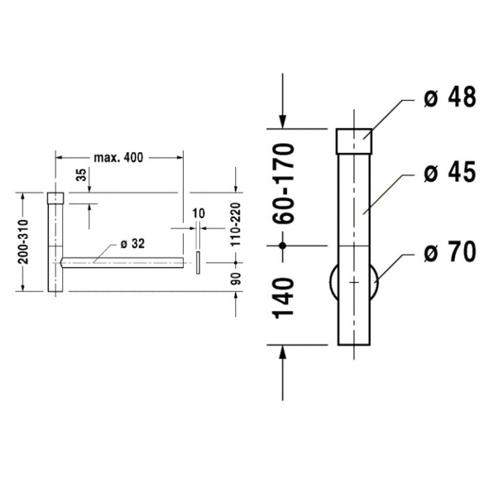 Duravit 0050361000 сифон для раковины сталь