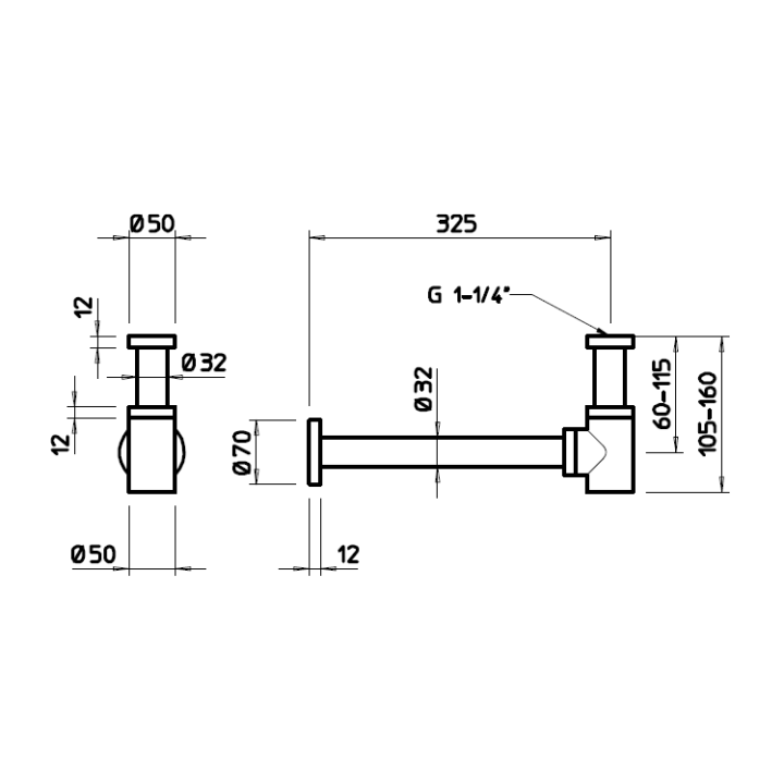 Gessi 01375#735 сифон для биде Warm Bronze PVD