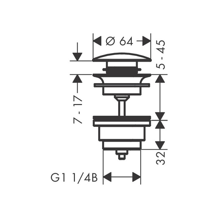 Hansgrohe 50100700 донный клапан для раковины