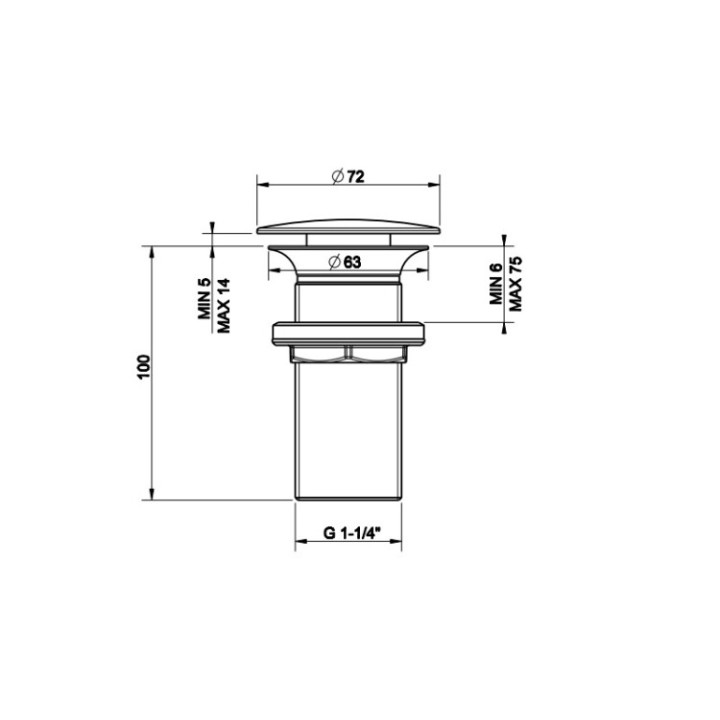 Gessi 01391#707 донный клапан Black Metal Brushed