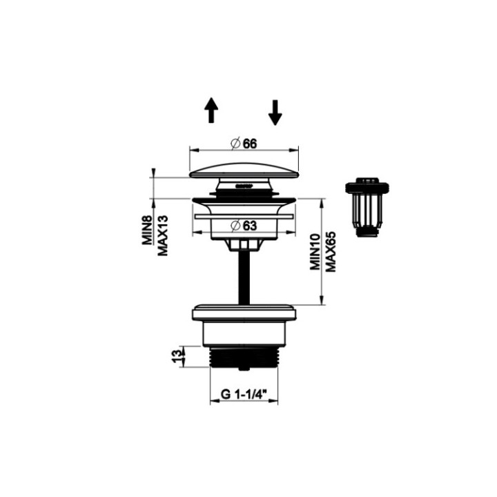 Gessi 54599#707 донный клапан Black Metal Brushed PVD