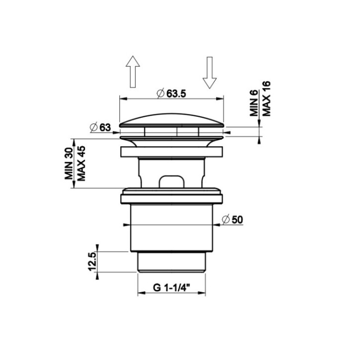 Gessi 01408#149 донный клапан для раковины с переливом