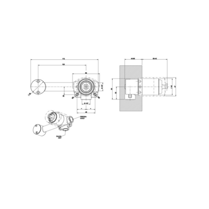 Gessi 23097#031 скрытая часть для смесителя