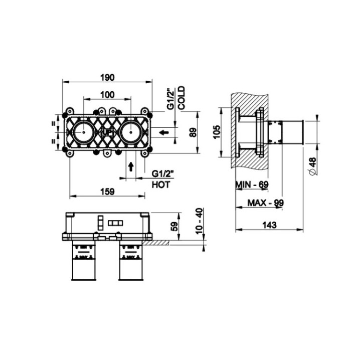 Gessi 54198#239 скрытая часть смесителя Inciso