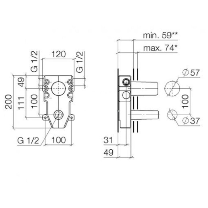 Dornbracht 3580897090 скрытая часть смесителя