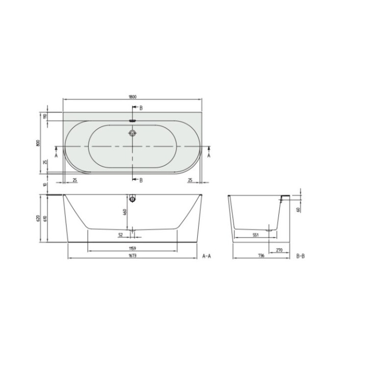 Ванна Villeroy&Boch UBQ180OBR9CD00V-01 180x80 см