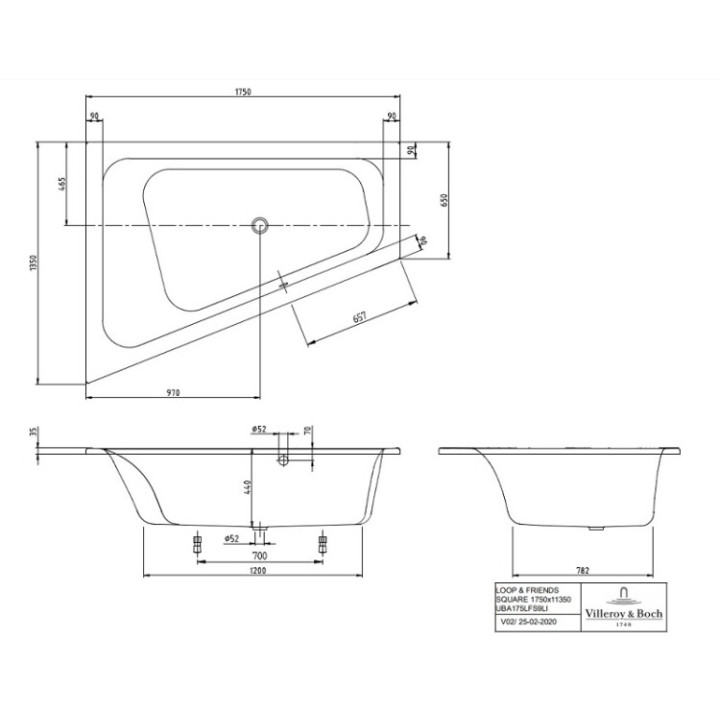 Villeroy&Boch UBA175LFS9LIV-01 ванна 175x135
