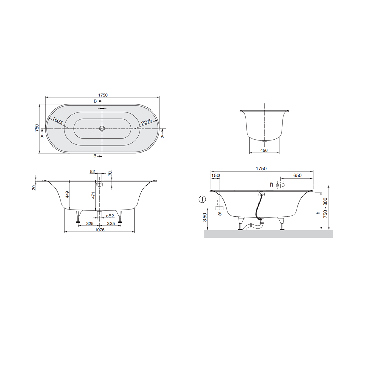 Villeroy&Boch UBQ175CEU7V-01 ванна Cetus 175x75