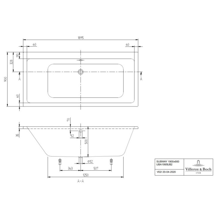 Villeroy&Boch UBA199SUB2V-01 ванна 190x90 см