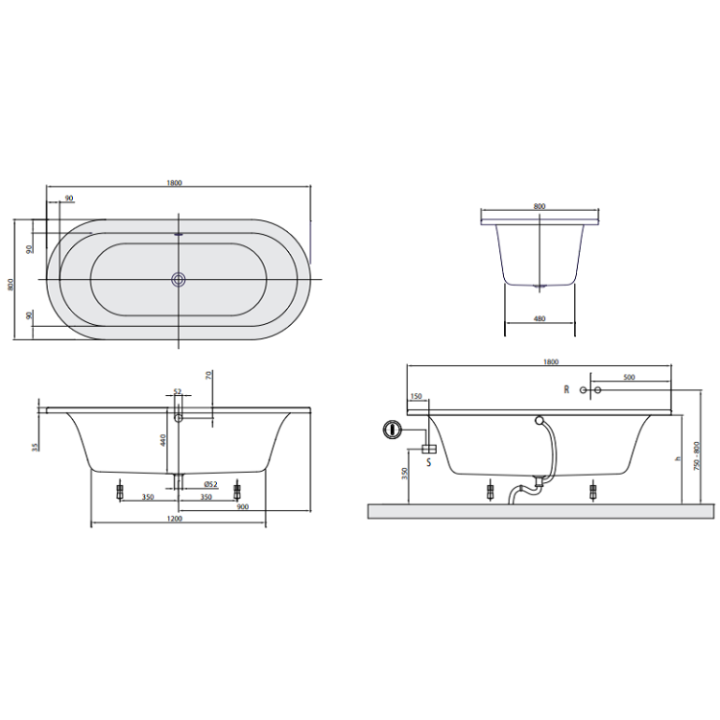 Villeroy&Boch UBA180LFO7V-01 ванна 180x80