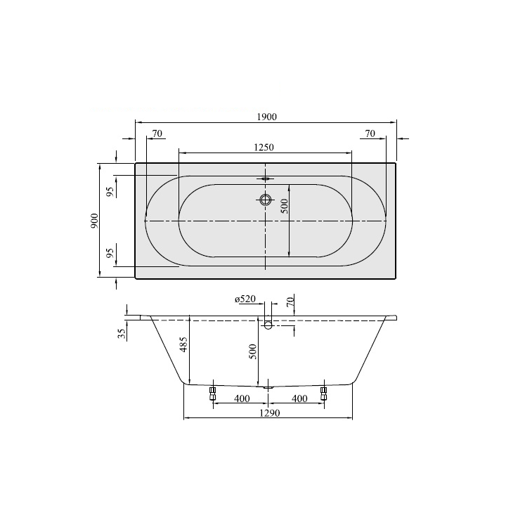 Ванна Villeroy&Boch UBA190CAS2V-01 190x90