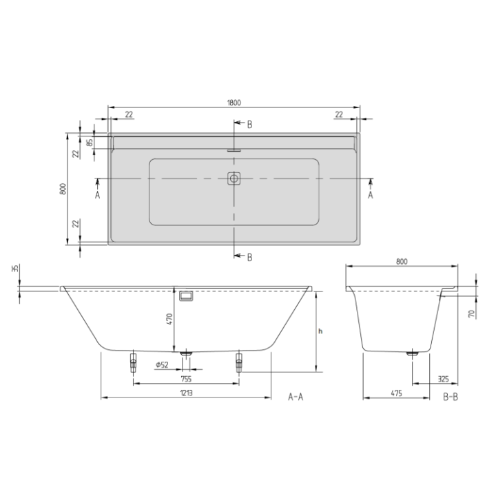 Villeroy&Boch UBA180COR2DV-01 ванна Collaro 180x80