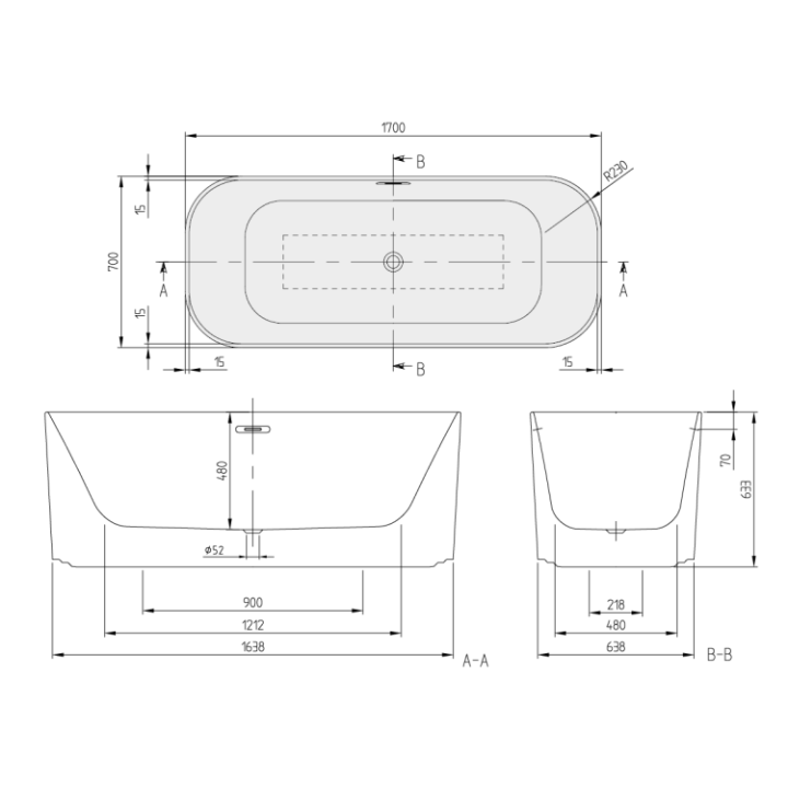 Ванна UBQ177FIN7N300V1RW Villeroy&Boch Finion