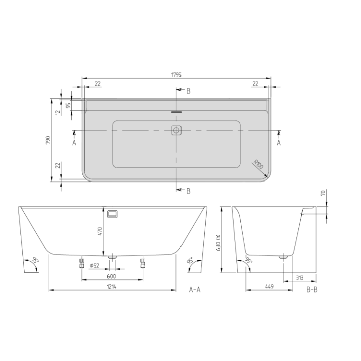 Ванна UBA180COR9CS00VN-01 Villeroy&Boch Collaro