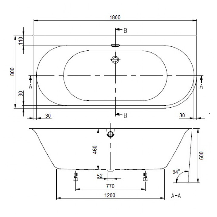 Villeroy&Boch UBQ180OBN9CL00VD-01 ванна 180x80