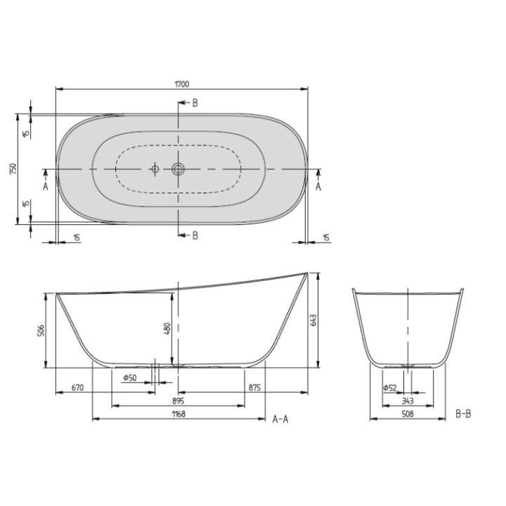 Ванна UBQ170ANH7F200TV-01 Villeroy&Boch 170x75 см