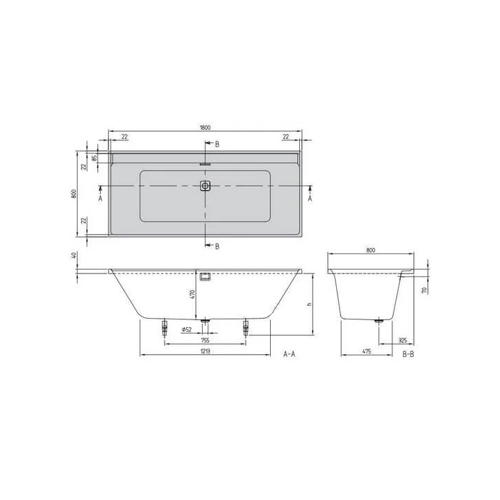 Ванна Collaro UBA180COR2PV-01 180x80 Villeroy&Boch