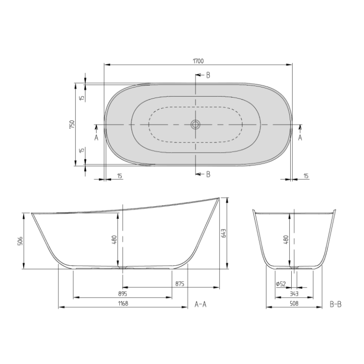 Ванна UBQ170ANH7F200V-RW Villeroy&Boch Theano 170x75