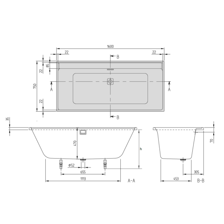 Villeroy&Boch UBA160COR2JV-01 ванна Collaro
