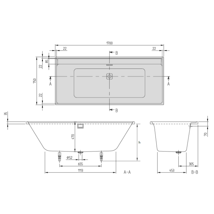 Villeroy&Boch UBA170COR2DV-01 ванна 170x75 Collaro