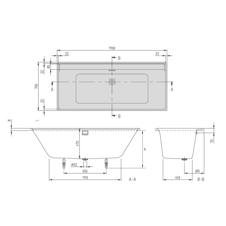 Ванна Collaro Villeroy&Boch UBA170COR2NV-01 170x75