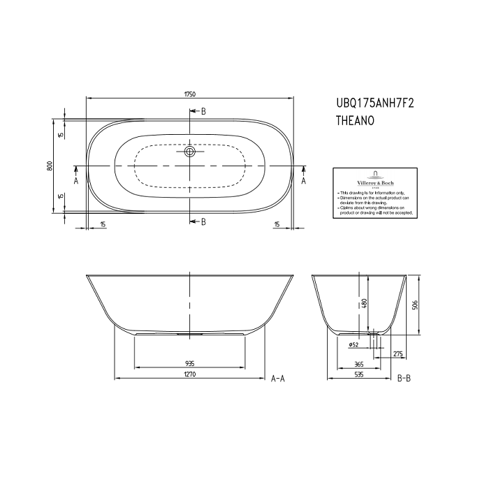 Villeroy&Boch UBQ175ANH7F200V-01 ванна 175x80