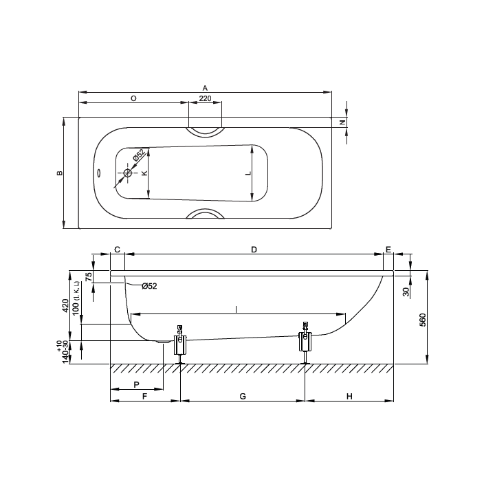 Bette 2947-000 AS AD ванна 170x75 см Sense белый