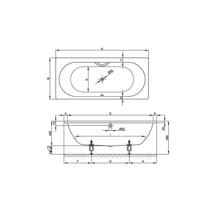 Bette 1380-000 AS ванна 170x75 см встраиваемая