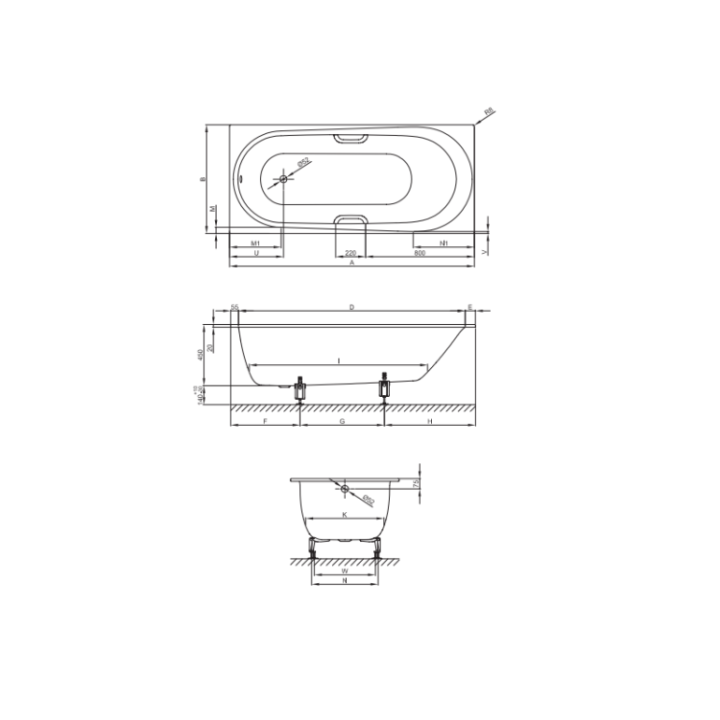 Ванна Bette 1250-000 PLUS, 170x75, белый
