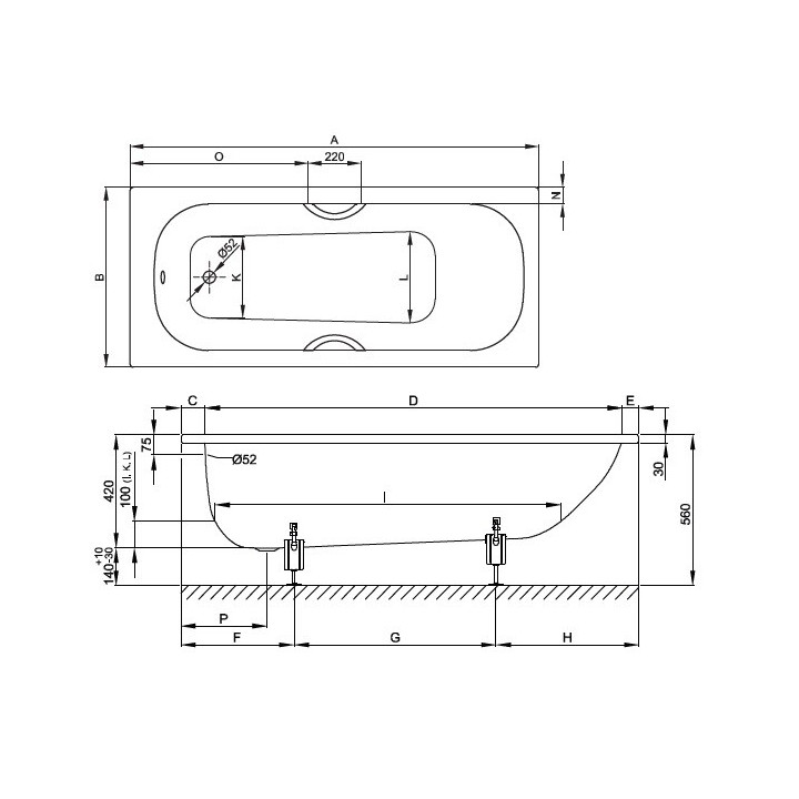 Ванна Bette 2941-000 AS AD 150x70 см белый