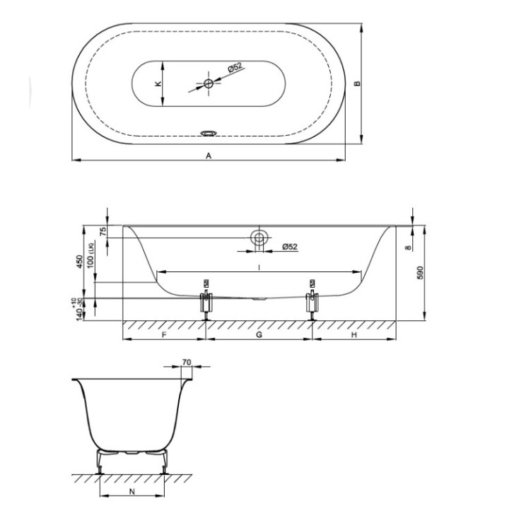 Bette 3466-000 PLUS ванна BetteLux Oval 180x80
