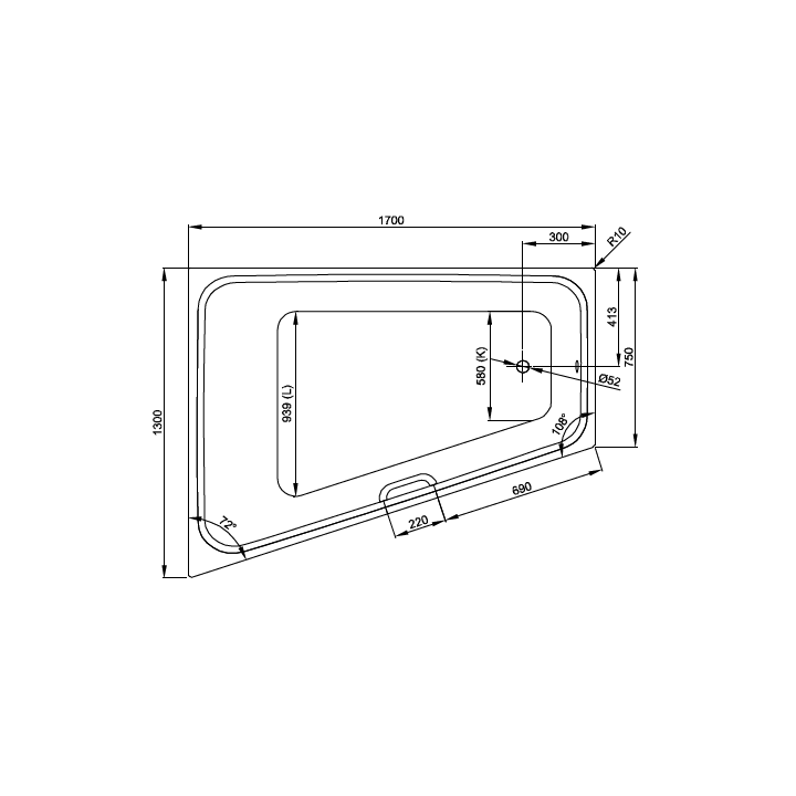 Bette 1132-000 AS ванна угловая 170x130 см