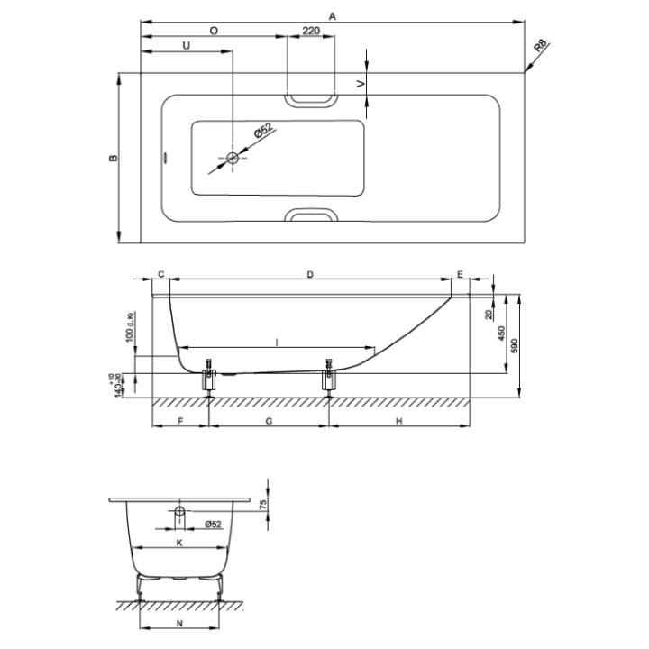 Bette 3324-000 AR встраиваемая ванна 190x90