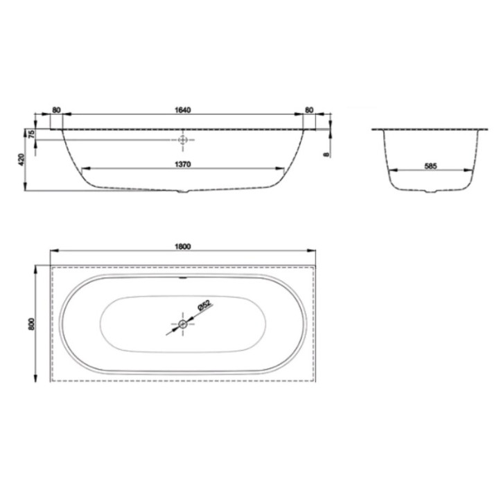 Bette 1634-000 AS ванна 180x80 встраиваемая