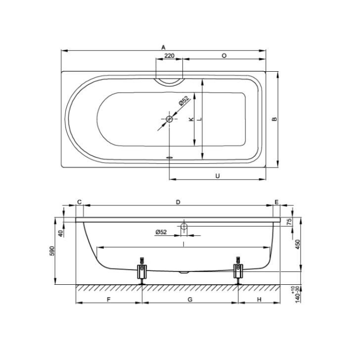 Bette 8857-000 AR PLUS ванна встраиваемая 180x80