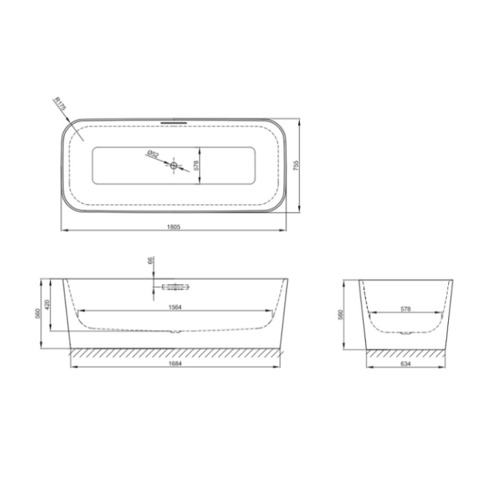 Bette 3480-000 CFXXK ванна 180x75 отдельностоящая