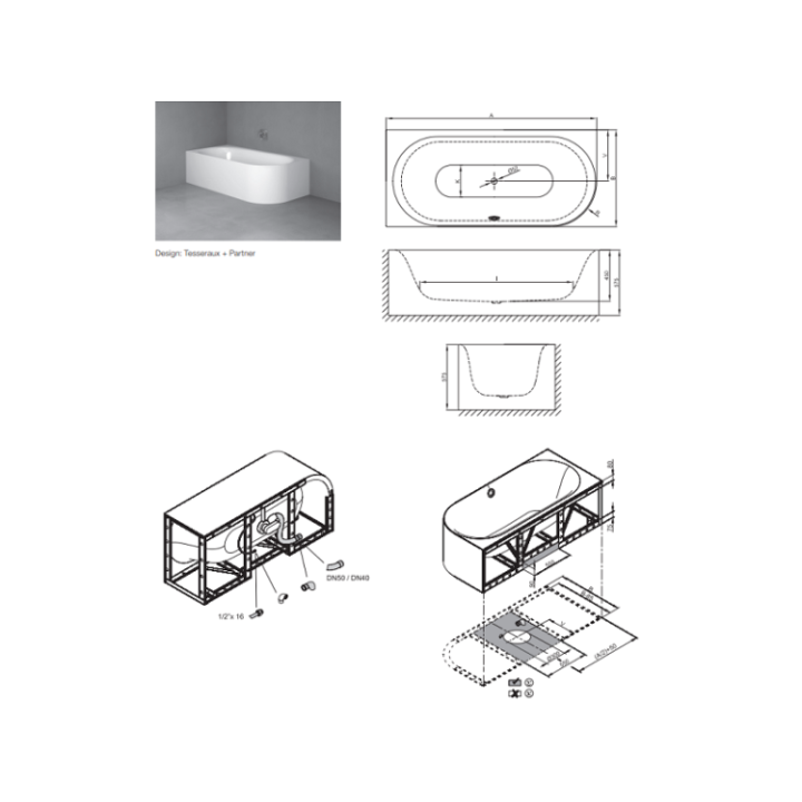Bette 3426-000 CERVS ванна 185x85 белый