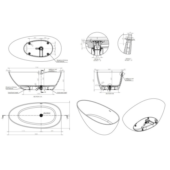 KNIEF 0600-700-01 ванна Grace 180x88 матовая