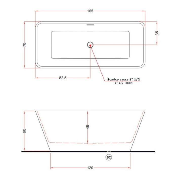 Treesse Viva V286BO ванна 165x70 см Matt White