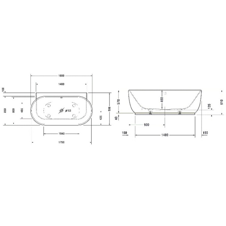Duravit 700433000000000 ванна Luv 180x95 см